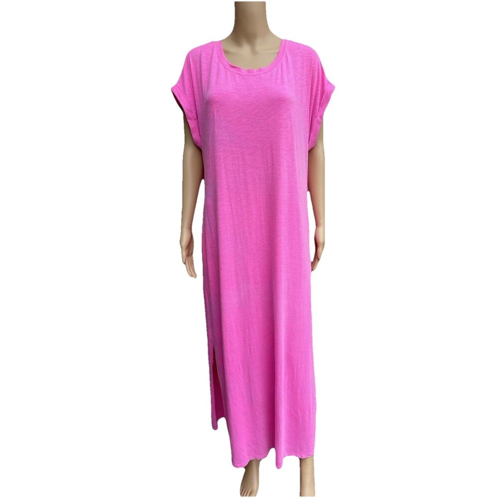 0 Torrid Maxi Washable Side Slits Caftan Cover-Up Dress Pink